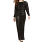 Vince Camuto Women's Ruched Glitter Gown Black Size 12
