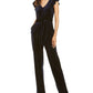Jessica Howard Women's Flutter Sleeve Velvet Jumpsuit Black Size 4 Petite