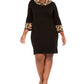 Jessica Howard Women's Plus Animal Print Trim Shift Dress Black Size 1X