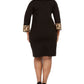Jessica Howard Women's Plus Animal Print Trim Shift Dress Black Size 1X