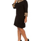 Jessica Howard Women's Plus Animal Print Trim Shift Dress Black Size 1X