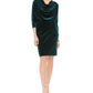 Jessica Howard Women's Velvet Cowl Neck Dress Green Size 12 Petite