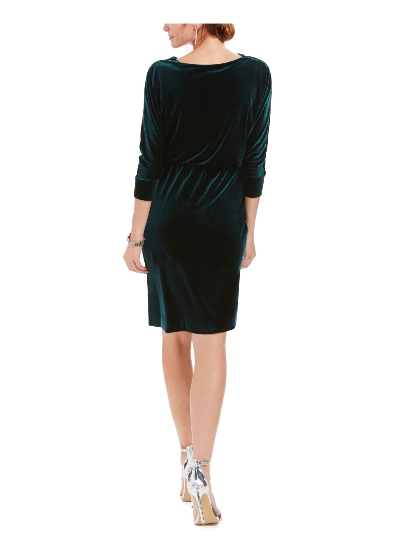 Jessica Howard Women's Velvet Cowl Neck Dress Green Size 12 Petite