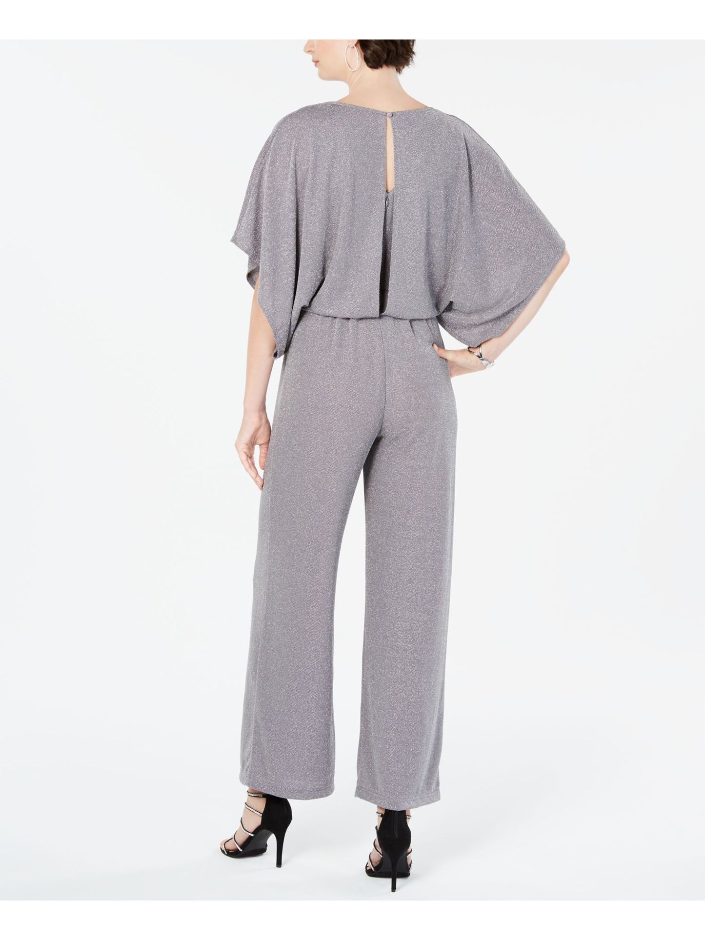 Jessica Howard Women's Jewel Neck Evening Wide Leg Jumpsuit Gray Size 16