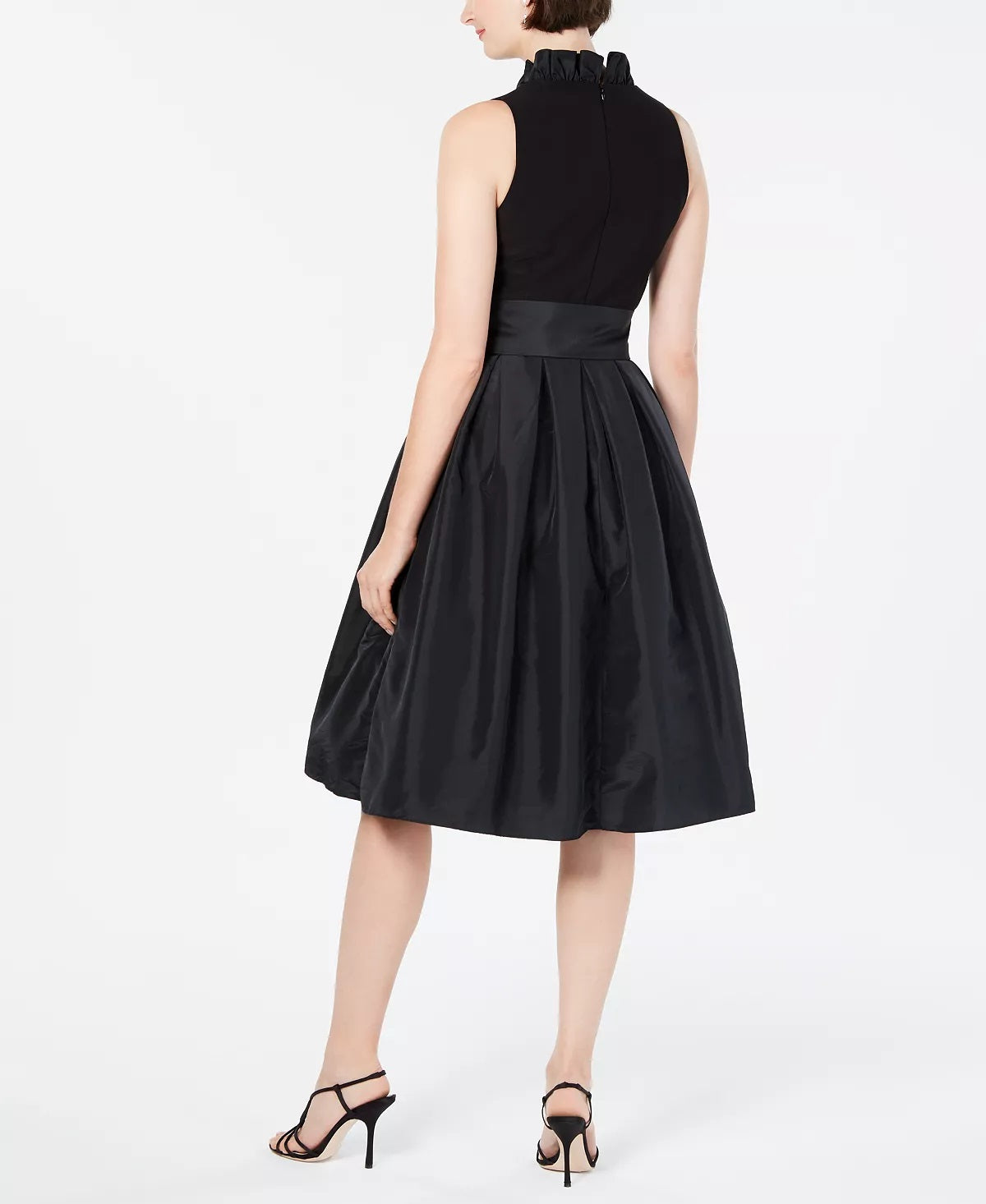 Jessica Howard Women's Ruffled Collar Fit & Flare Dress Black Size 6