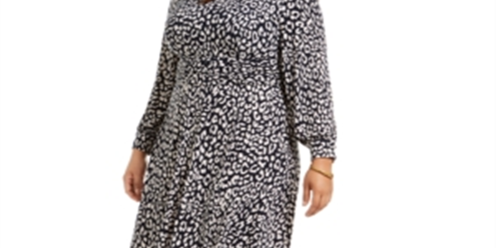 Women's Dress Plus Sheath Cheetah-Print Navy Size 14W