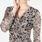 Jessica Howard Women's Sequined Floral 3/4 Sleeve V Neck Cocktail Jumpsuit Black Size 12