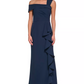 Vince Camuto Women's Ruffled Off The Shoulder Gown Navy Size 4