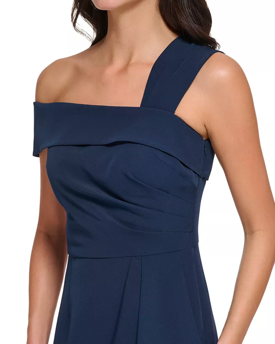 Vince Camuto Women's Ruffled Off The Shoulder Gown Navy Size 4