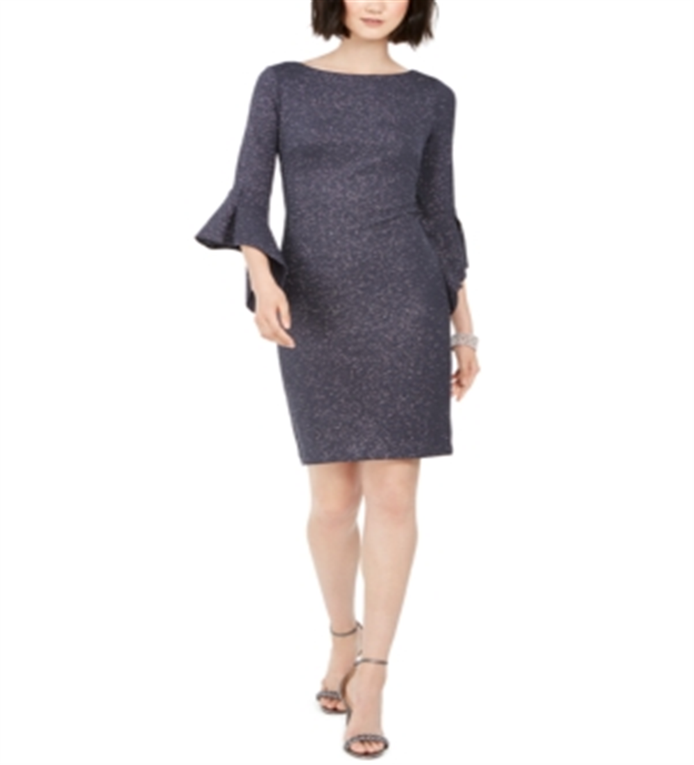 vince-camuto-womens-metallic-bell-sleeve-sheath-dress-gray-size-16