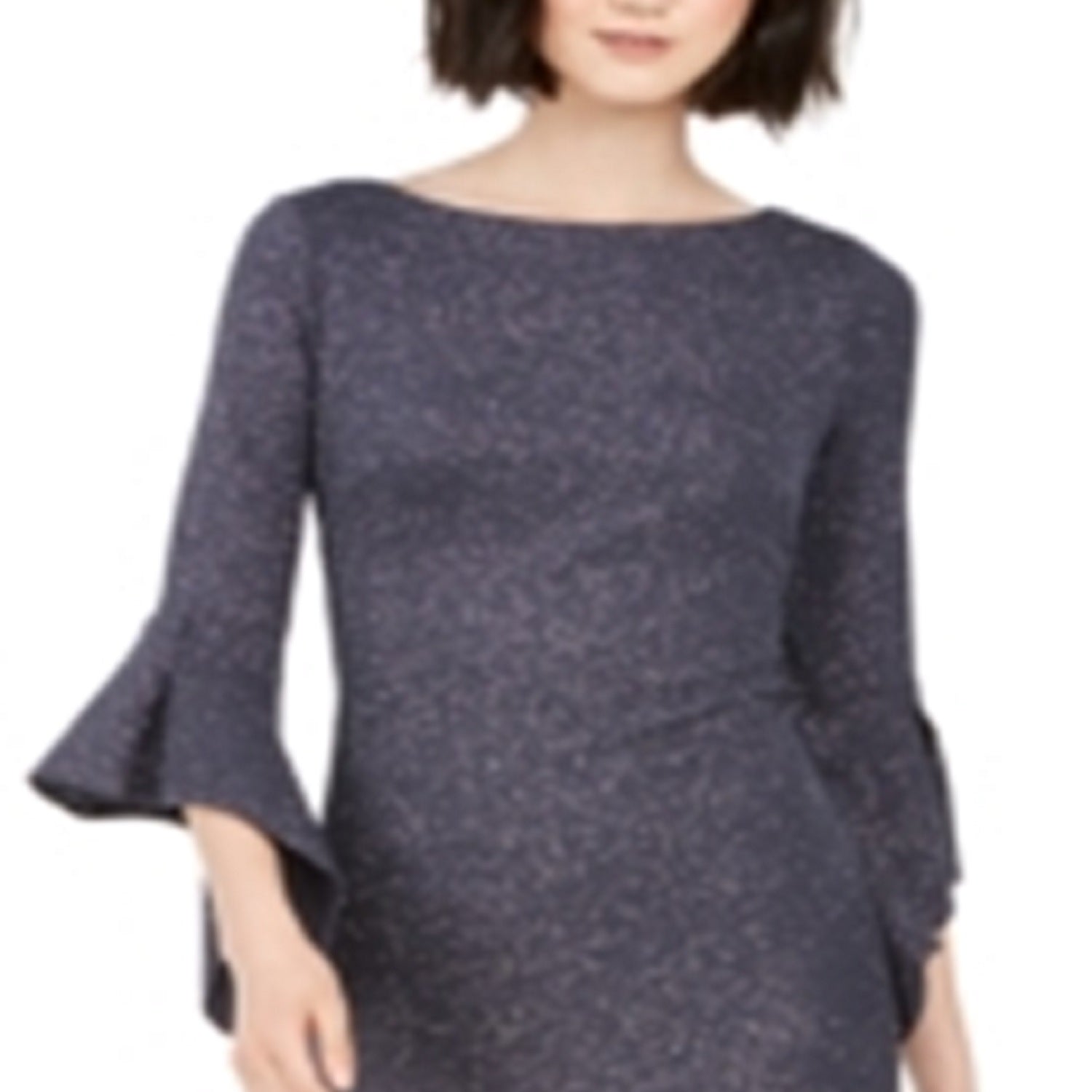 vince-camuto-womens-metallic-bell-sleeve-sheath-dress-gray-size-16