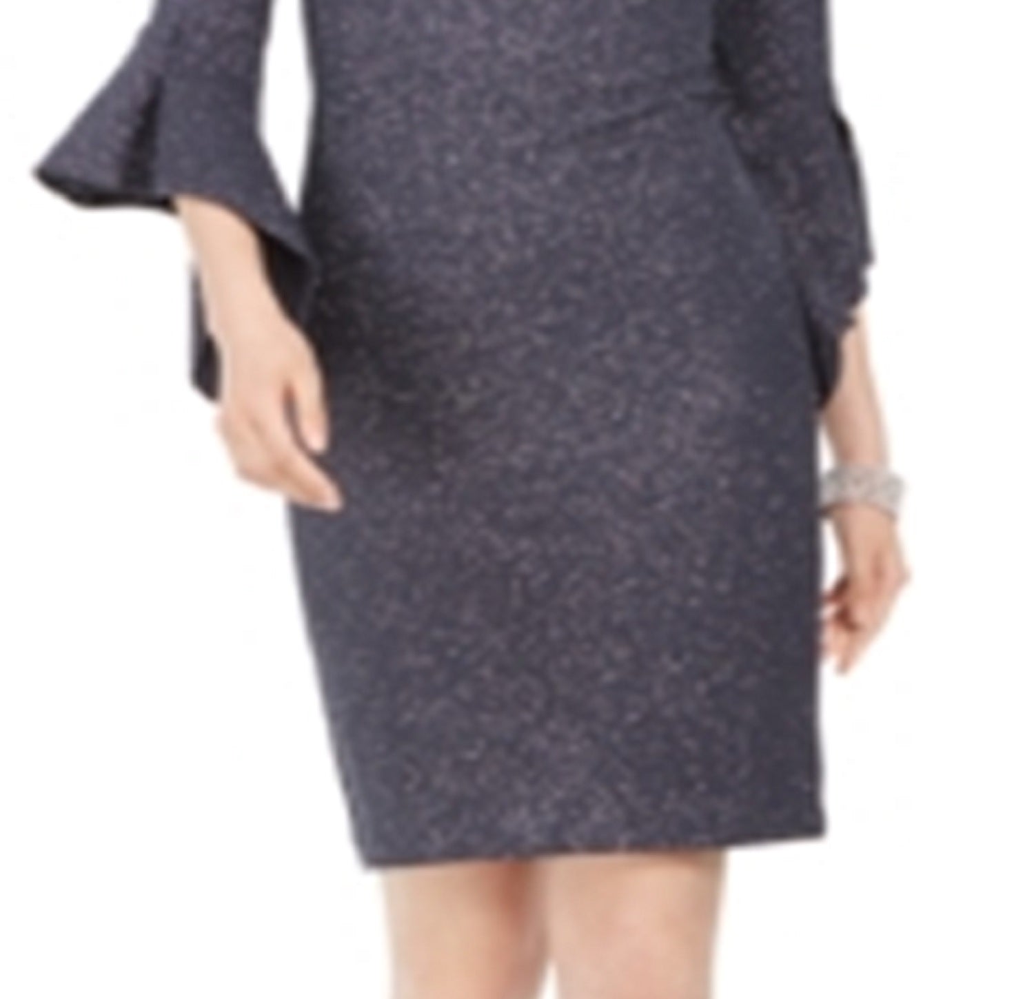 vince-camuto-womens-metallic-bell-sleeve-sheath-dress-gray-size-16