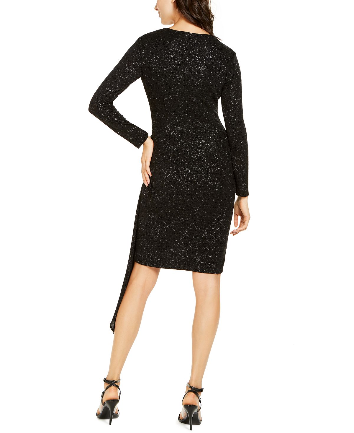 Vince Camuto Women's Faux Wrap Glitter Dress Black Size 4