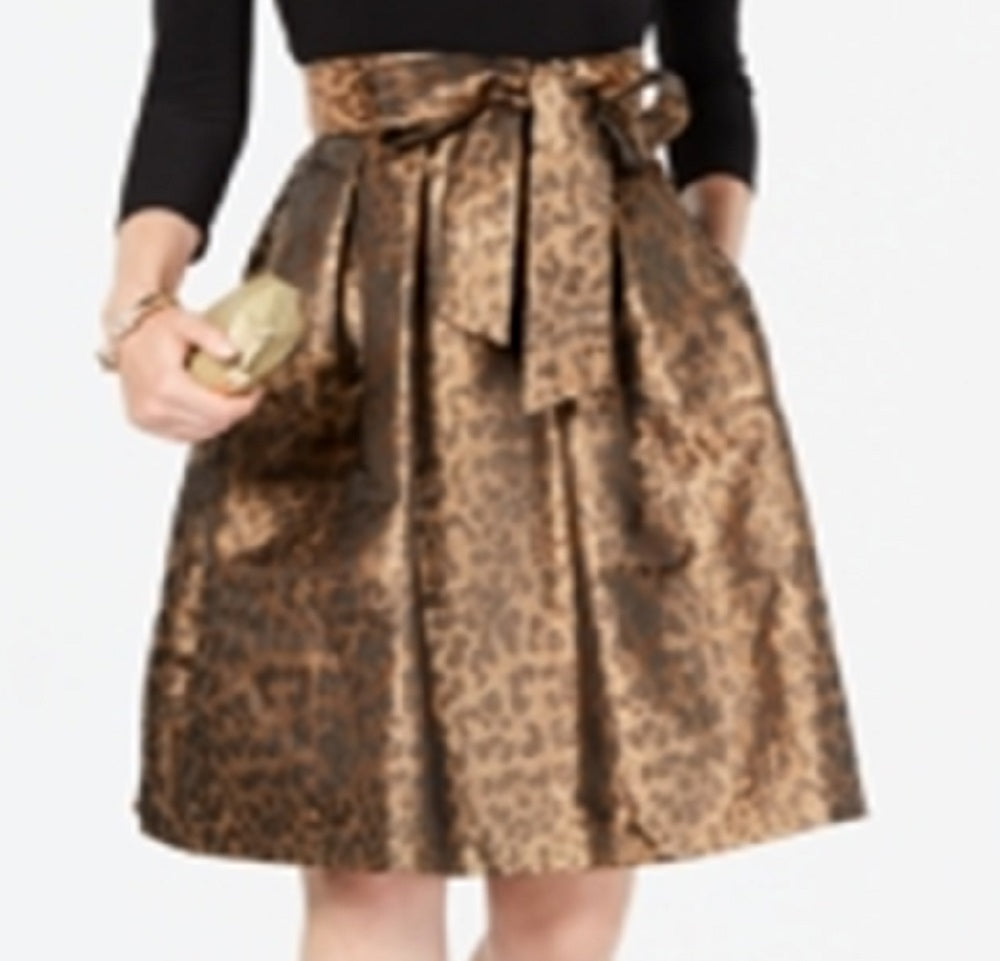 Jessica Howard Women's 3/4 Sleeve Knee Length Peasant Party Dress Brown Size 8