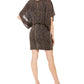 Jessica Howard Women's Glitter Animal Print Short Sleeve Jewel Neck Short Sheath Cocktail Dress Black Size 16