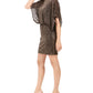 Jessica Howard Women's Glitter Animal Print Short Sleeve Jewel Neck Short Sheath Cocktail Dress Black Size 16