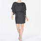 Jessica Howard Women's Metallic Blouson Dress Silver Size 8 Petite