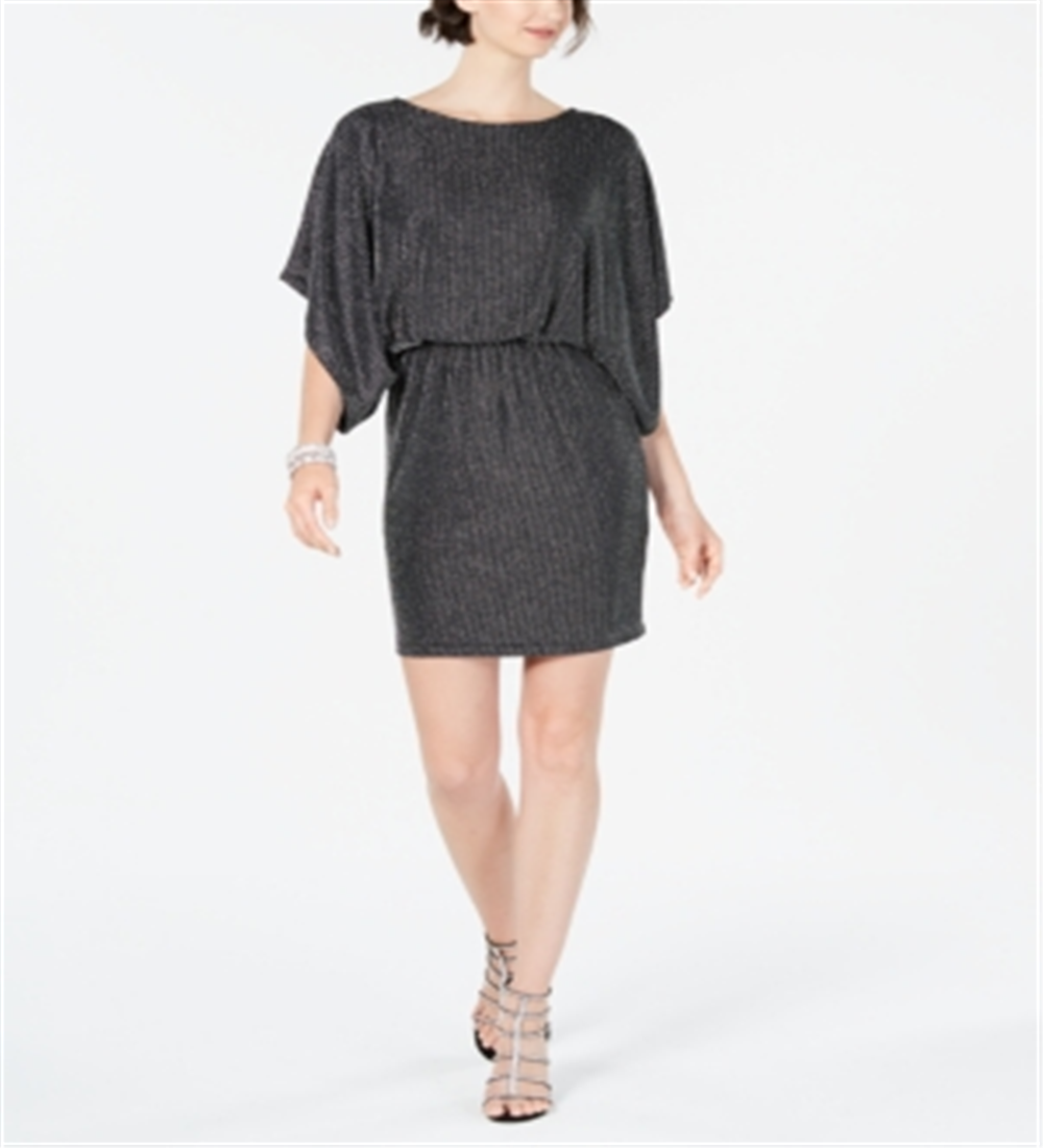Jessica Howard Women's Metallic Blouson Dress Silver Size 8 Petite