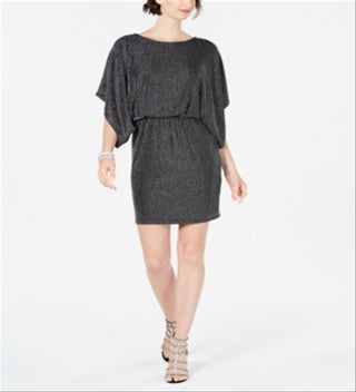 Jessica Howard Women's Metallic Blouson Dress Silver Size 8 Petite