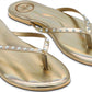 Solei Sea - Women's Indie Solid Metallic Gold With Pearls Flip-flop