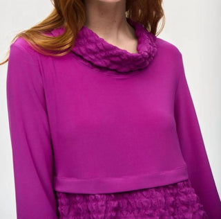 Joseph Ribkoff - Bubble Textured Cowl Neck Cocoon Dress