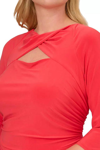 Adrianna Papell - Keyhole Neck Long Sleeve Sheath Dress