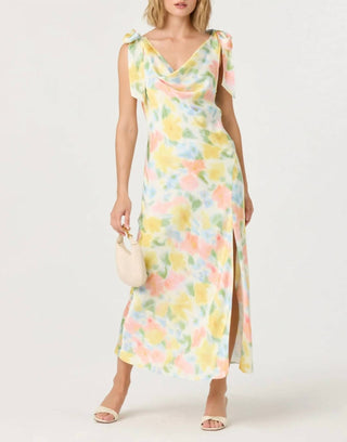 Astr - Allexina Satin Cowl Neck Midi Dress