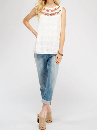 Entro - Floral Embroidered Lace Top