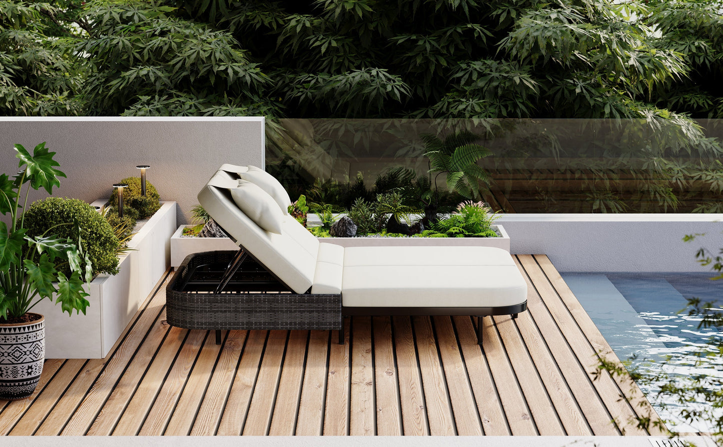 TREXM Outdoor Daybed with Adjustable Backrest