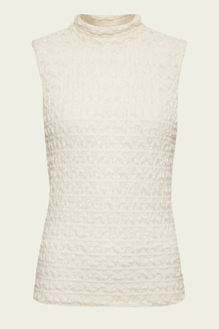 Enza Costa - Puckered Lace Sleeveless Mockneck Top