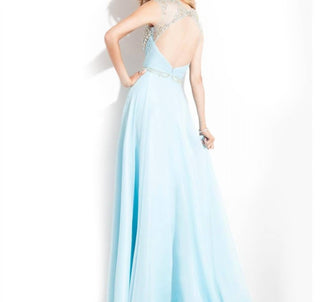 Rachel Allan - Beaded High Mesh Neckline Chiffon Gown