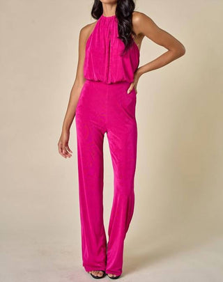 Blue Blush - Halter Neck Open Back Jumpsuit