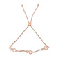 14K Rose Gold Plated .925 Sterling Silver 1/10 Cttw Diamond Wave and Hearts 4â€-10â€ Adjustable Bolo Bracelet (I-J Color, I3 Clarity)