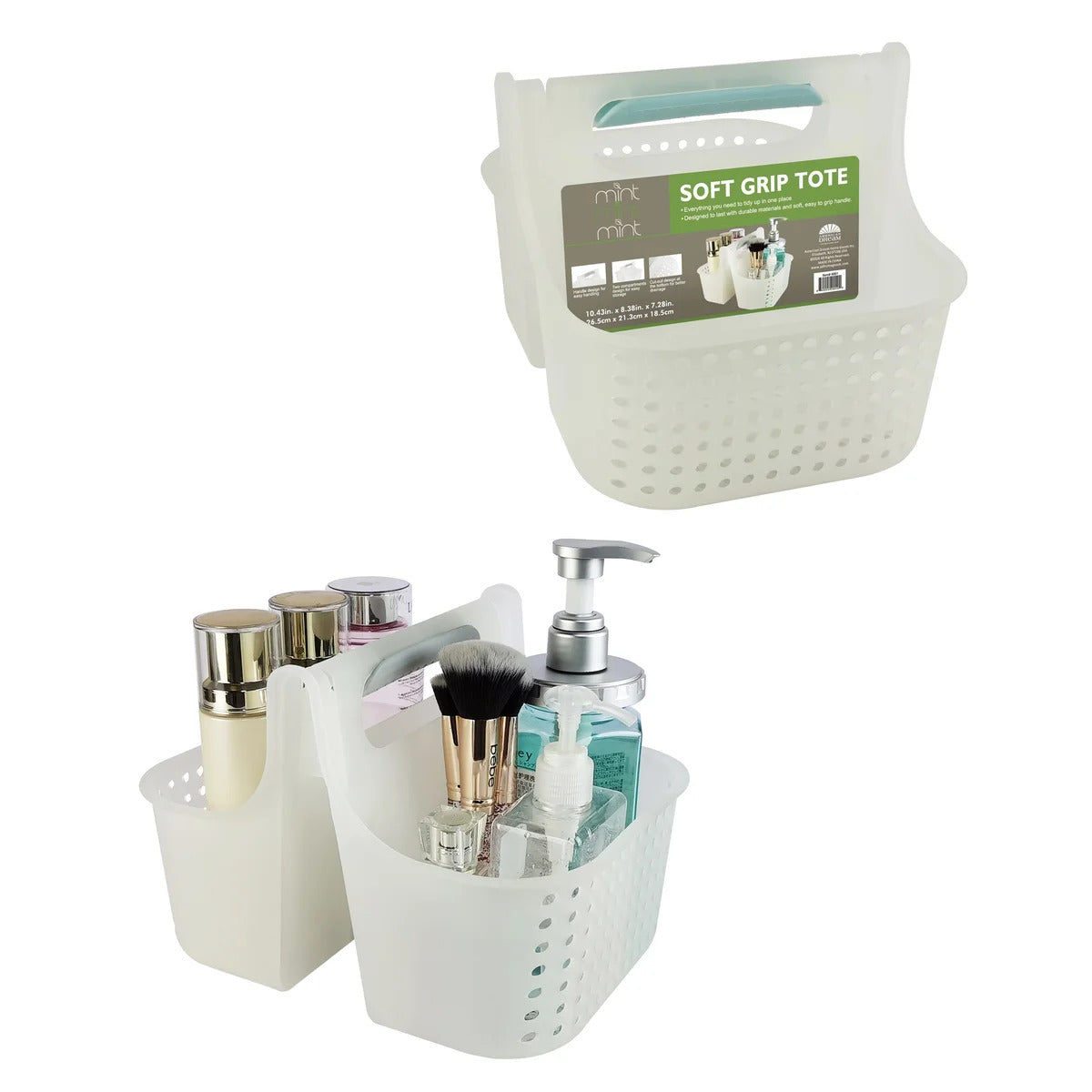 Portable Shower Caddy Bathroom Organizer Basket, Perfect Size for Dorm/College, Plastic Bath Tote, Dries Quickly with Drainage Holes