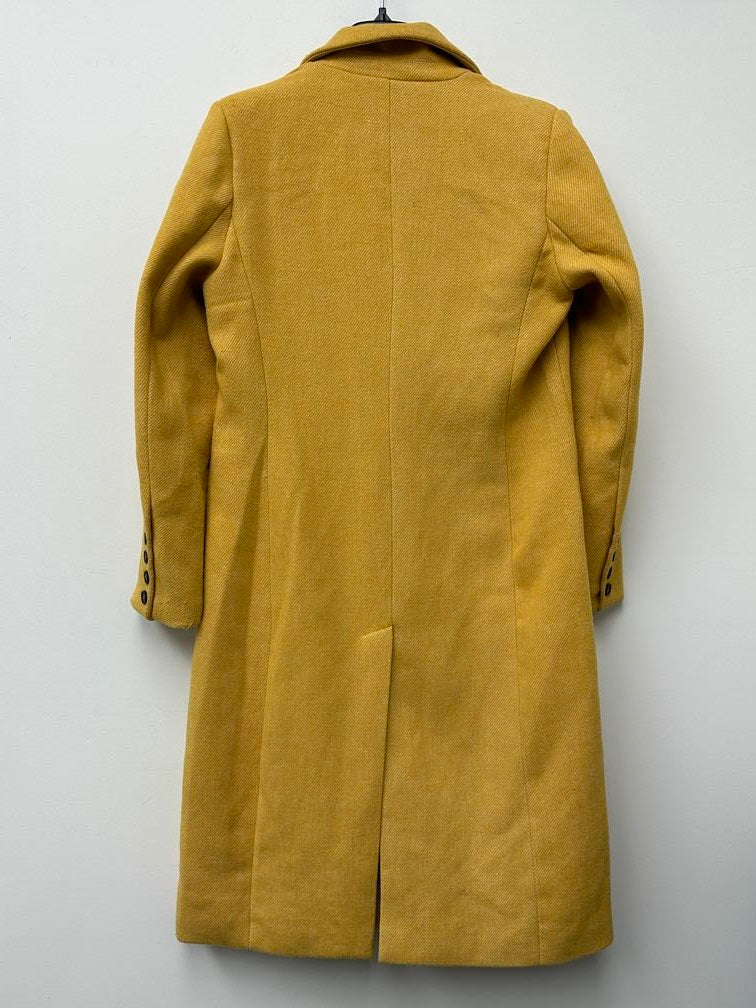 Avec Les Filles Women's Double Breasted Tailored Coat Yellow Size Large