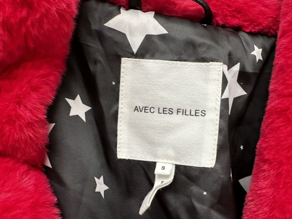 Avec Les Filles Women's Faux Fur Coat Red Size Small