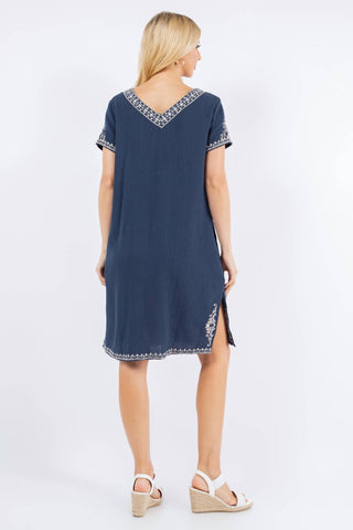 Paparazzi - Double Face Guaze Embroidered Shift Dress