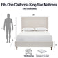 Harper Tall Headboard Upholstered Bed in Textured Ivory Canvas