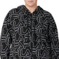 Fila Women's Printed Zip Front Hooded Jacket Black Size 3X