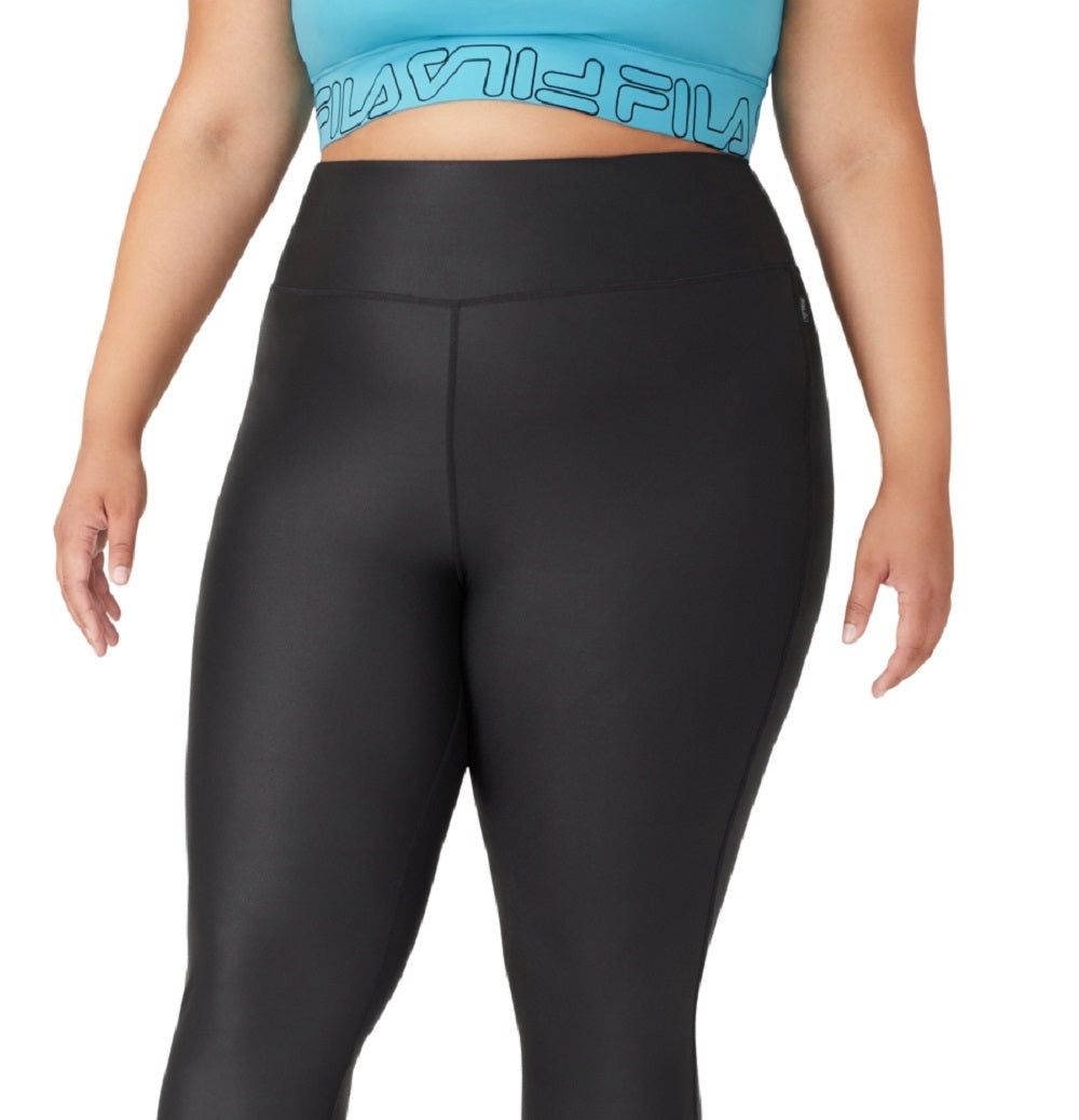 Fila Women's Leather Look 7/8 Training Leggings Black Size 2X