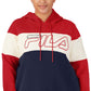 Fila Women's Timeless Logo Colorblocked Hoodie Red Size 4X