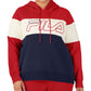 Fila Women's Timeless Logo Colorblocked Hoodie Red Size 4X