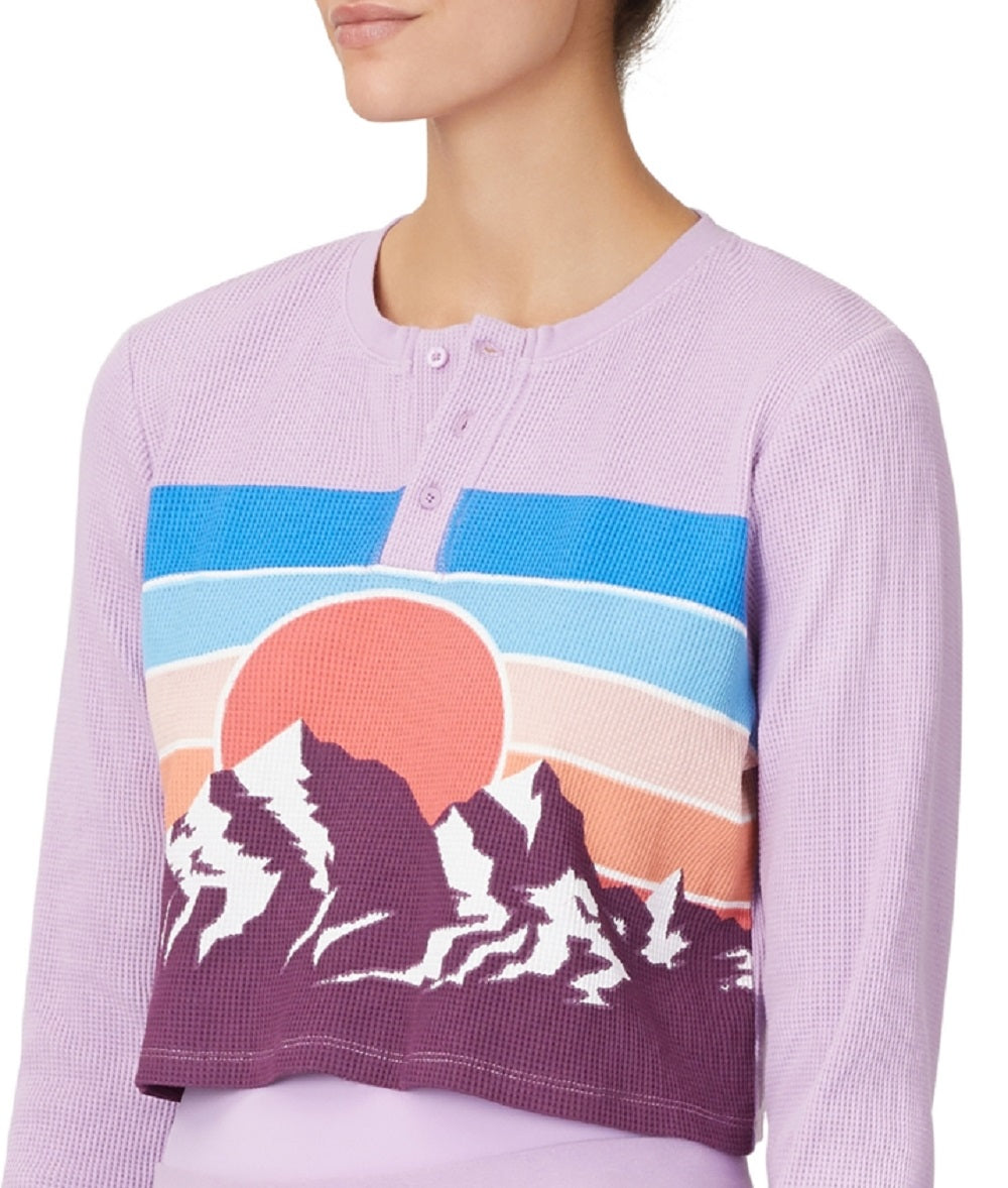 Fila Women's Cropped Horizon Print Thermal Top Purple Size Large