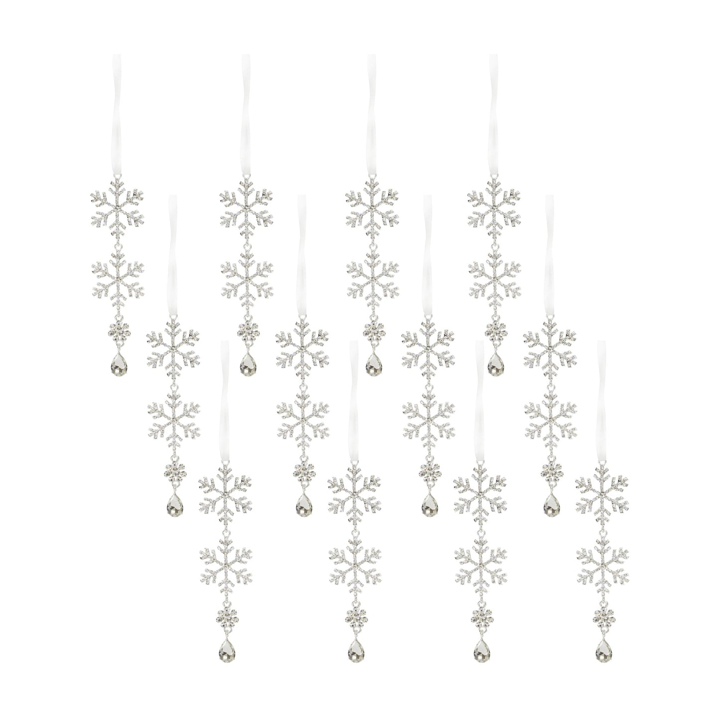 Jewel Tiered Snowflake Ornament Drop (Set of 12)