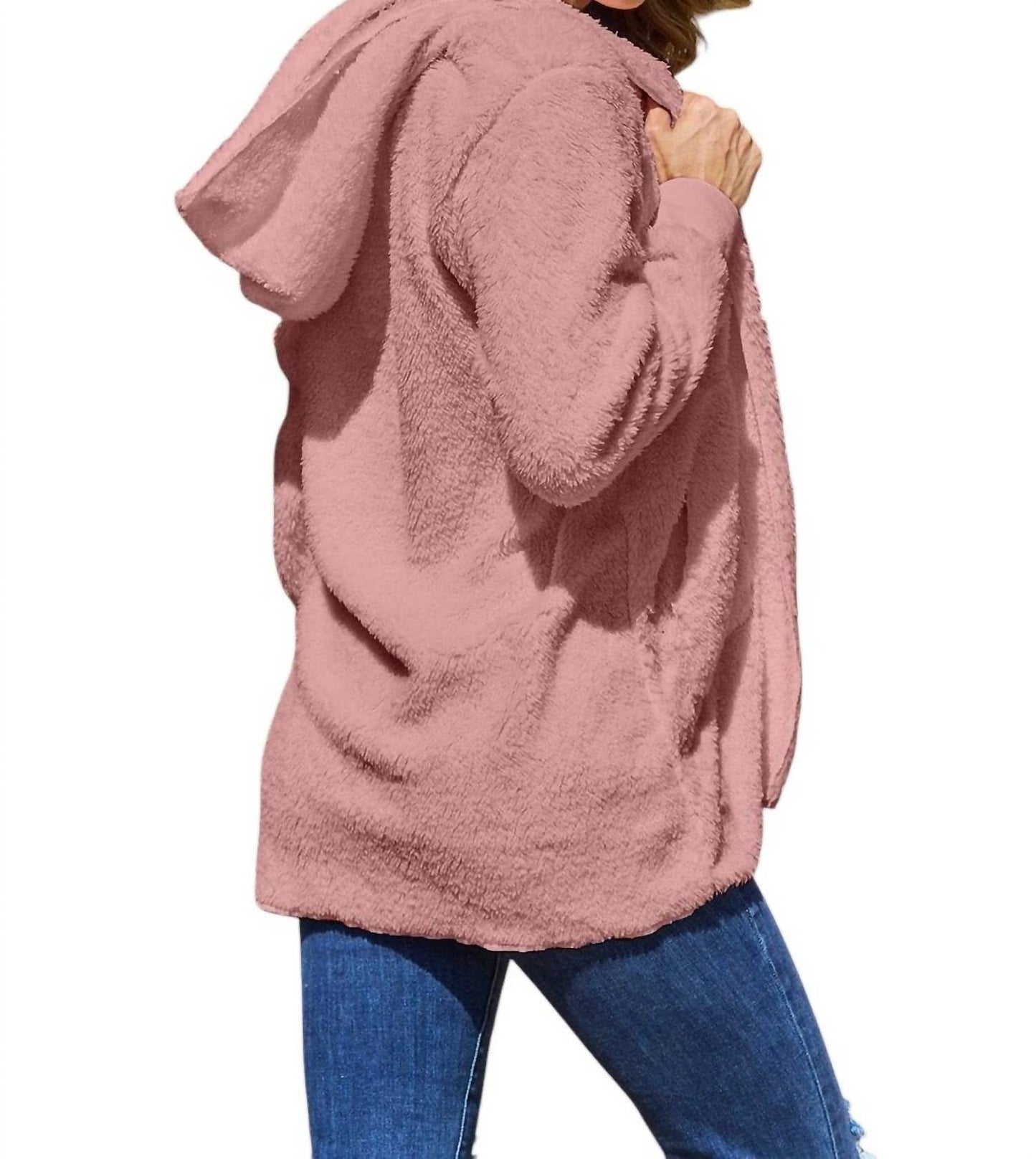 Double Take - Full Size Teddy Hooded Jacket with Pockets