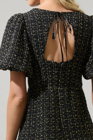Sugarlips - Puff Sleeve Tweed Mini Dress
