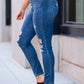 Judy Blue - High Waist Button Fly Distressed Skinny Jeans