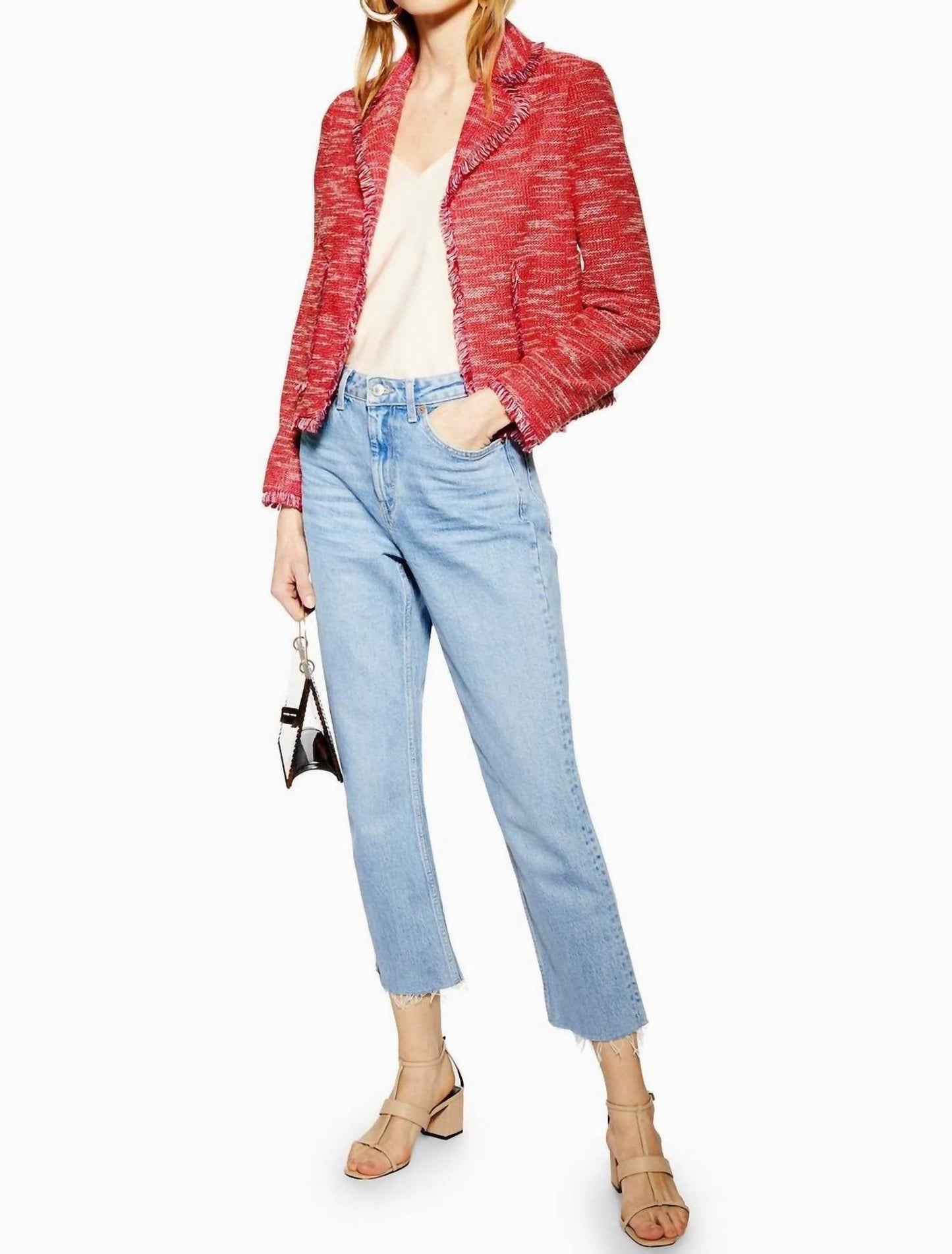 Topshop - Jersey Boucle Open Front Blazer