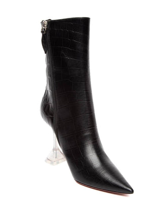 Amina Muaddi - Women's Giorgia Croc Leather Mid-calf Boots
