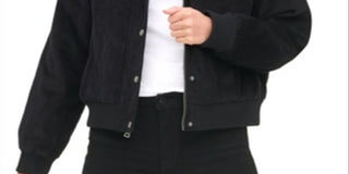 Levi's Women's faux Fur Collar Corduroy Trucker Bomber Jacket Black Size X-Large